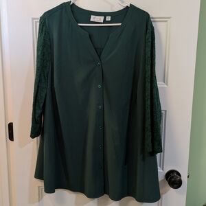 Elegant Green Lace Sleeve Blouse